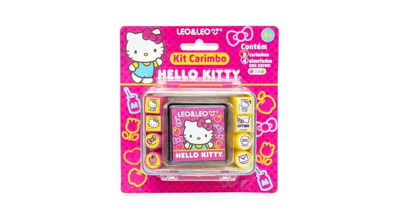 Imagem de Kit Carimbo Hello Kitty C/ 8 Carimbos + 1 Almofada - Leo&Leo