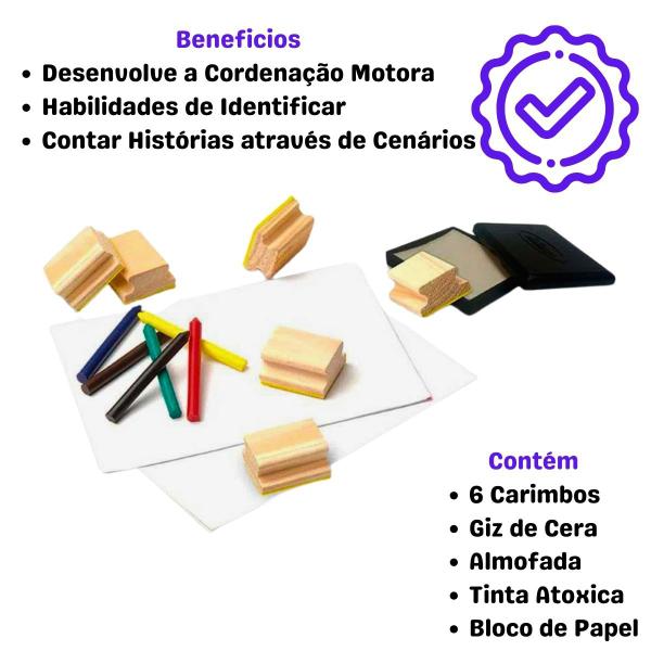 Imagem de Kit Carimbo Infantil Educativo Pedagógico Animais Selvagens