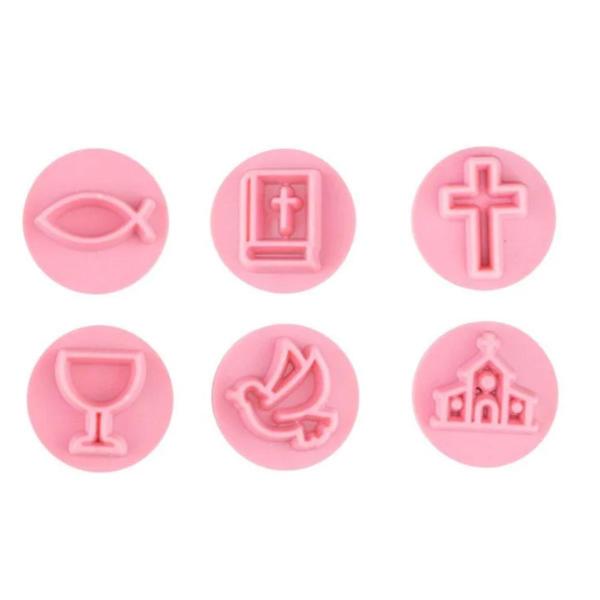 Kit Carimbos Batizado Rosa BebÊ para Artesanato e Confeitaria 2cm Blue Star - 7 Peças Imagem de Kit Carimbos Batizado Rosa BebÊ para Artesanato e Confeitaria 2cm Blue Star - 7 Peças