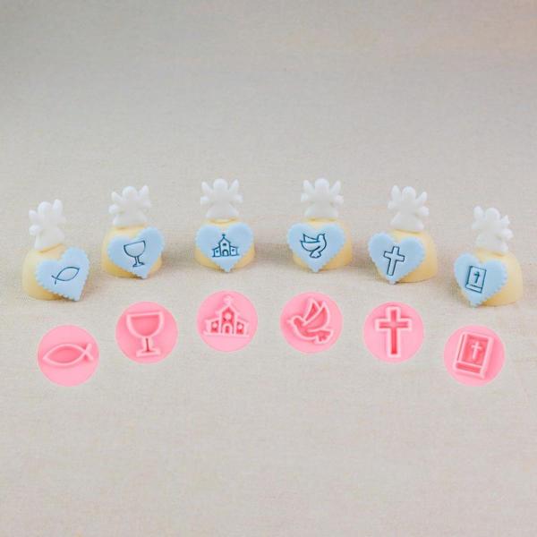 Kit Carimbos Batizado Rosa BebÊ para Artesanato e Confeitaria 2cm Blue Star - 7 Peças Imagem de Kit Carimbos Batizado Rosa BebÊ para Artesanato e Confeitaria 2cm Blue Star - 7 Peças