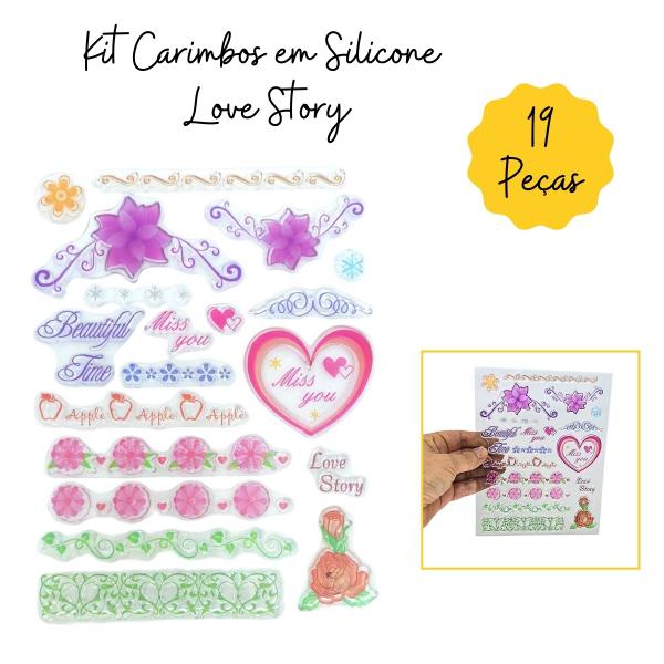 Imagem de Kit Carimbos em Silicone Artesanato Love Story 19 Peças