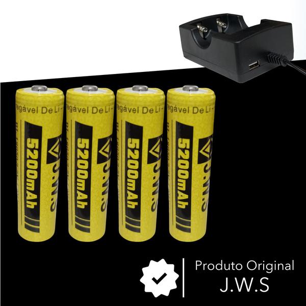 Imagem de Kit Carregador 2 Carga + 4 Cargas 5200mAh 3.7V P/ Lanternas