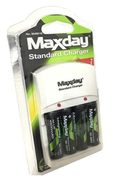 Imagem de Kit Carregador + 4 Pilhas Aa 4800mah Recarregável Maxday 