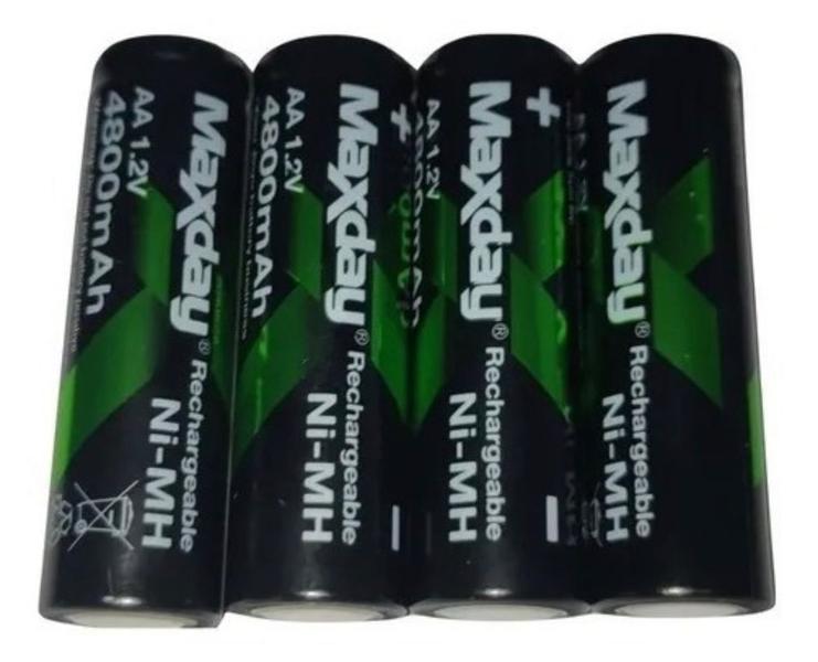 Imagem de Kit Carregador + 4 Pilhas Aa 4800mah Recarregável Maxday 