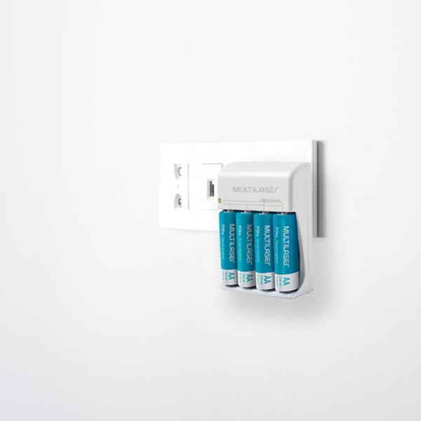 Imagem de Kit Carregador De Pilhas Aa/aaa + 4 Pilhas Recarregáveis Aa 2500 Mah - Multilaser Cb054