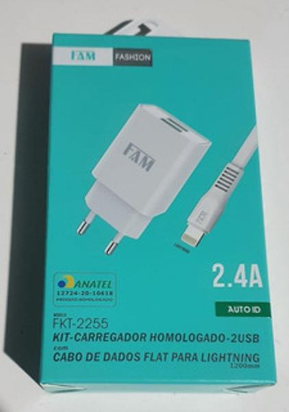 Imagem de Kit carregador homolado micro usb fam - fkt-2258