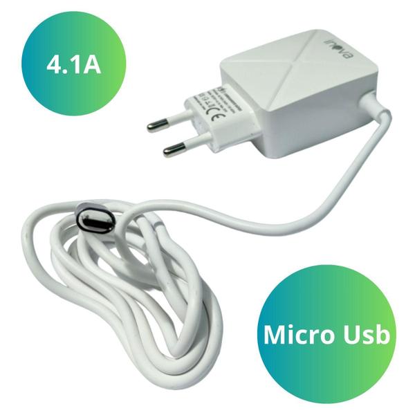 Imagem de Kit Carregador Micro Usb 20W Cabo Longo 113Cm Bivolt