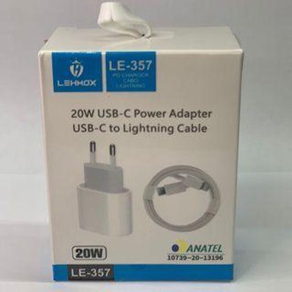 Imagem de Kit Carregador Para Celular Ios Cabo Lightning 1m + Fonte Tipo-c 25w Turbo LE-357 Lehmox