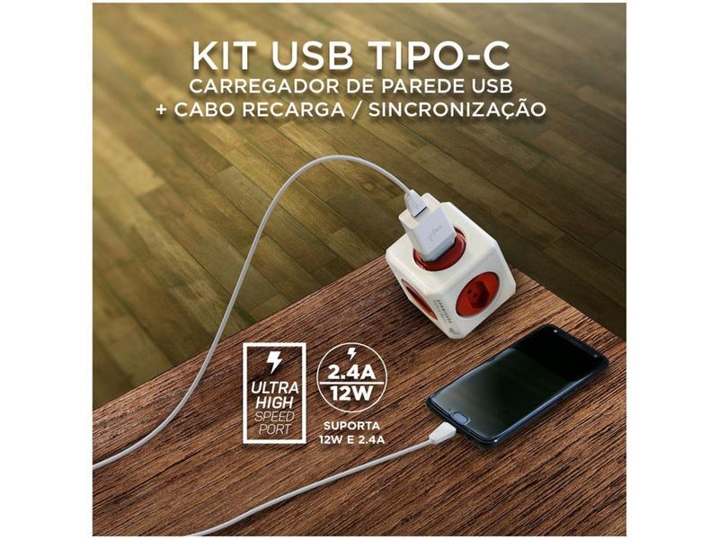 Imagem de Kit Carregador Parede Usb ELG  Cabo Usb Tipoc Ktc10wc