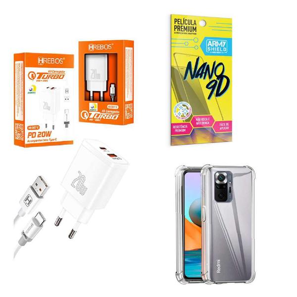 Imagem de Kit Carregador Turbo 20W + Capinha XiaomiMi Note 10 Pro + Película de Cerâmica 9D