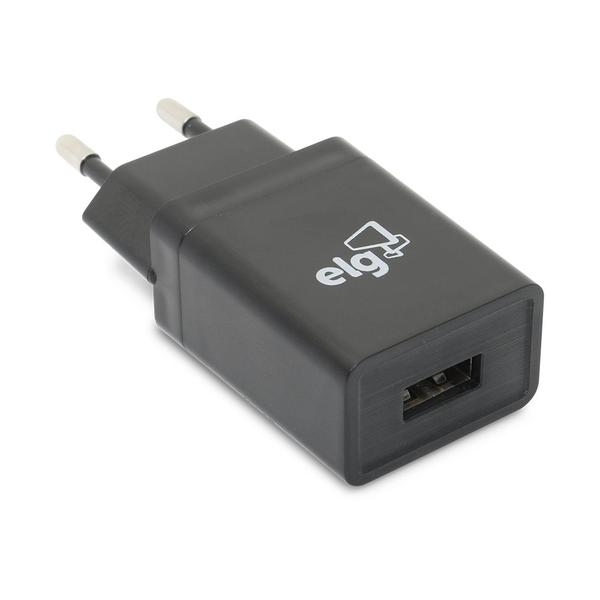 Imagem de Kit Carregador USB + Cabo Micro USB 1M Preto - ELG