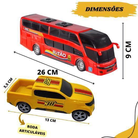 Imagem de Kit Carreta Cegonheira Caminhão Brinquedo Motinha Ônibus