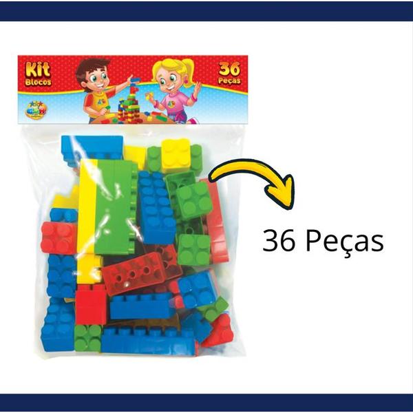 Kit Carrinho Blocos com 48 peças e 36 Blocos de Montar - GGB Imagem de Kit Carrinho Blocos com 48 peças e 36 Blocos de Montar