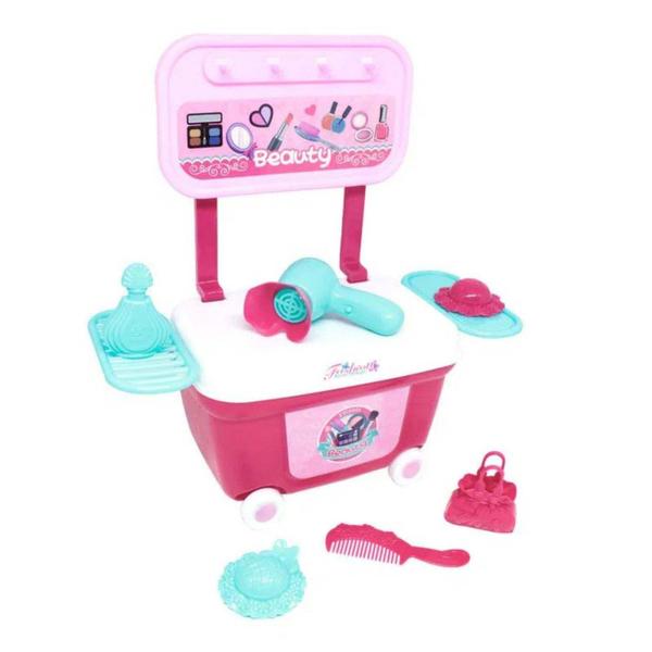 Imagem de Kit Carrinho Camarim de Beleza Brinquedo Para Menina 6 Peças Bel Fix