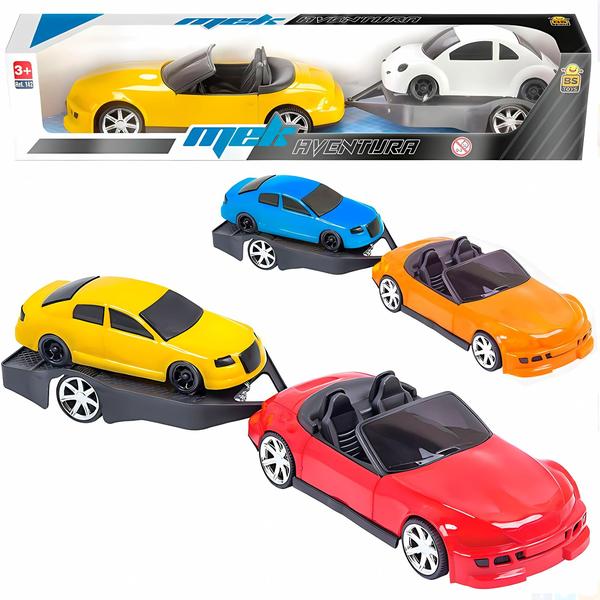 Kit Carrinho Conversível Com Carretinha Carreta Reboque 3 Peças - Bs toys
