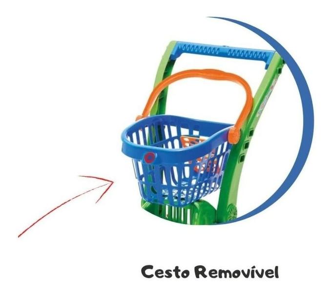 Imagem de Kit Carrinho de Compra Supermercado Infantil 2 Em 1 + Frutinhas e Legumes CALESITA