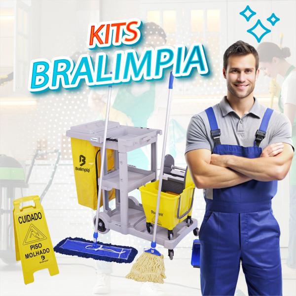 Imagem de Kit Carrinho De Limpeza Profissional América Bralimpia