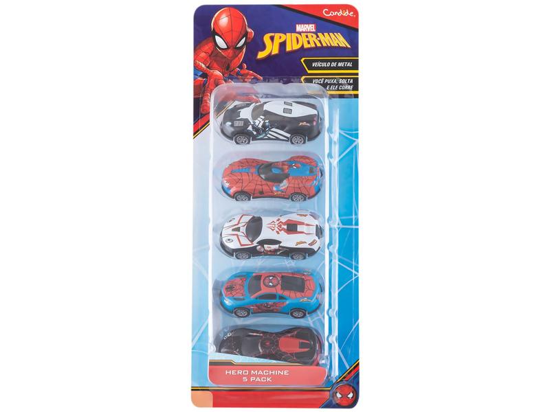 Kit Carrinhos Marvel Spider-Man Hero Machines - Candide 5 Peças Kit Carrinhos Marvel Spider-Man Hero Machines - Candide 5 Peças