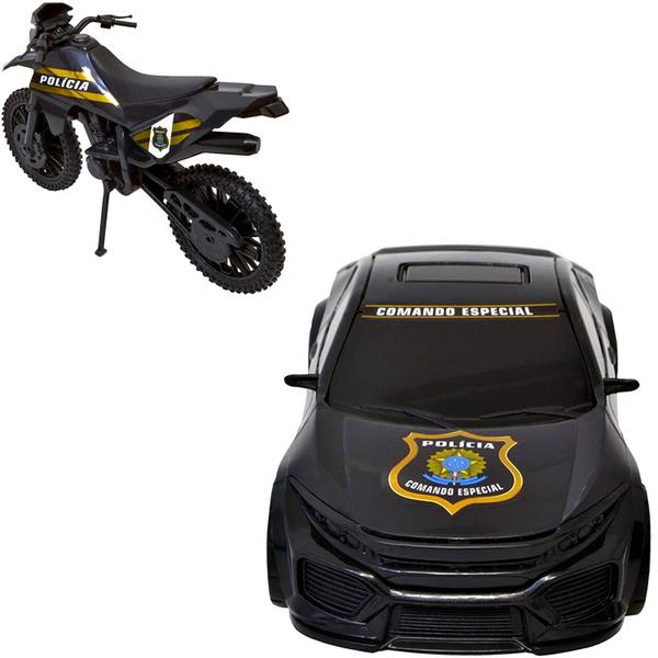 Imagem de Kit Carro E Moto Miniatura Police Set - Bs Toys