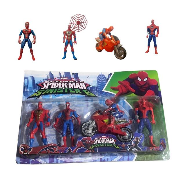 Imagem de Kit Cartela Homem Aranha Bonecos Heróis Brinquedo C/ Moto