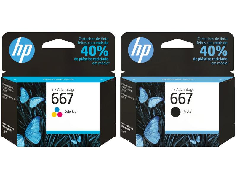 Kit Cartucho de Tinta HP 667 Preto - Original + Cartucho de Tinta HP 667 Colorido Kit Cartucho de Tinta HP 667 Preto - Original + Cartucho de Tinta HP 667 Colorido