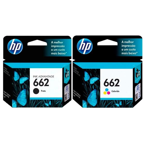 Kit Cartucho HP 662 Original Colorido + Preto Imagem de Kit Cartucho HP 662 Original Colorido + Preto