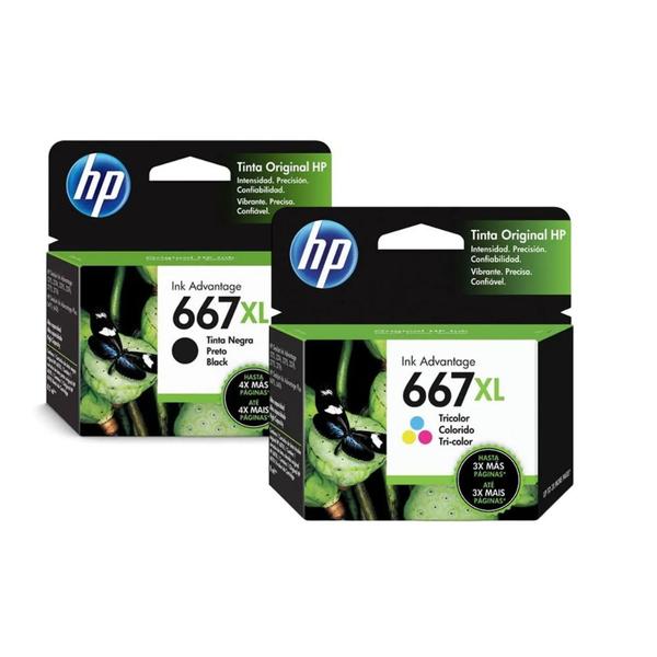 Imagem de Kit Cartucho HP 667XL Black 3YM81AB + HP 667XL Color 3YM80AB