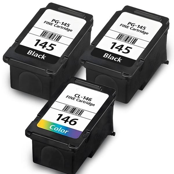 Imagem de Kit Cartucho Tinta Compativel Para Uso Canon Cl-146 + 2x Pg-145