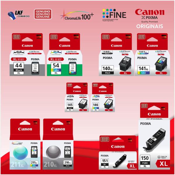 Kit Cartuchos de Tinta Originais Canon Pg-44xl E Cl-54XL E201 E301 E3110 E3111 E3310 E401 E461 E471 E481 E4210 Imagem de Kit Cartuchos de Tinta Originais Canon Pg-44xl E Cl-54XL E201 E301 E3110 E3111 E3310 E401 E461 E471 E481 E4210
