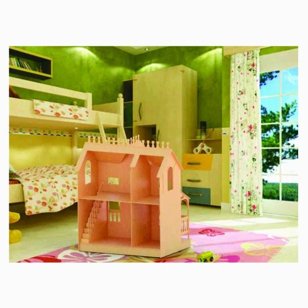 Imagem de Kit Casa Boneca Decorativa Moveis Lian Natural 18 Pç Darama