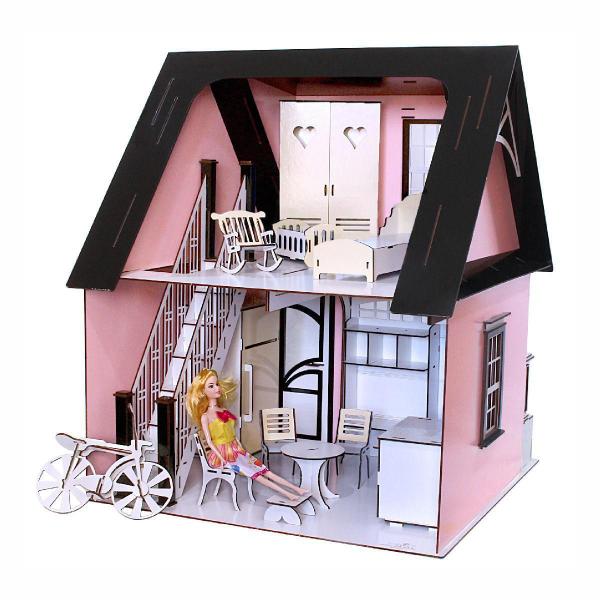 Imagem de Kit Casa Boneca Escala Barbie Garagem Milla Prince 18 Mov Pp