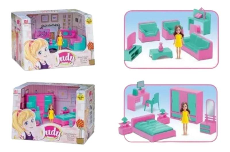 Imagem de Kit Casa Casinha Judy Coleção Sala E Quarto - Samba Toys