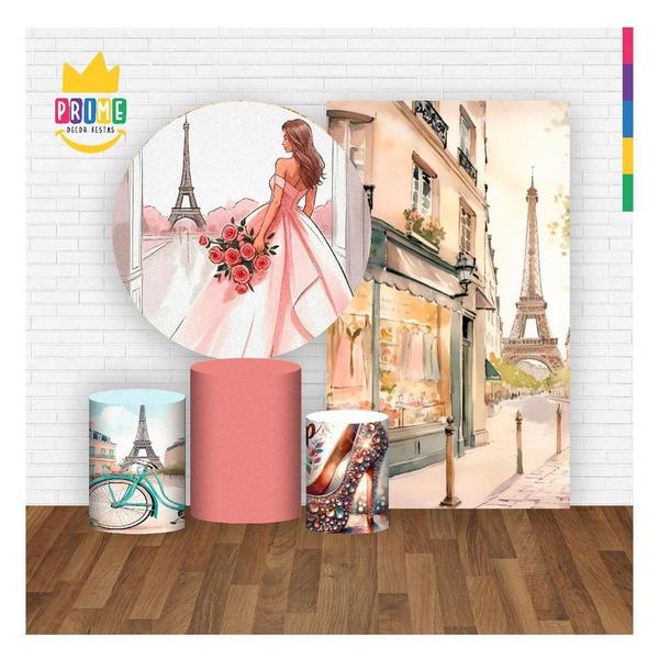 Kit Casado 15 Anos 3D Painel Redondo Trio Capas Cilindro - Prime Decor Festas Imagem de Kit Casado 15 Anos 3D Painel Redondo Trio Capas Cilindro