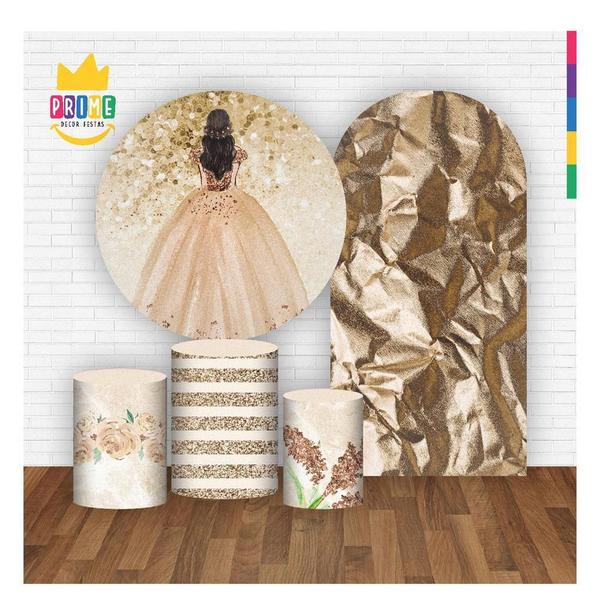 Kit Casado 15 Anos Painel Redondo Trio Capas Cilindro Romano - Prime Decor Festas Imagem de Kit Casado 15 Anos Painel Redondo Trio Capas Cilindro Romano
