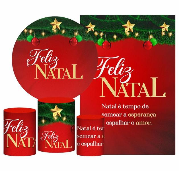 Imagem de Kit Casado Natal Painel Redondo Trio Capas Cilindro