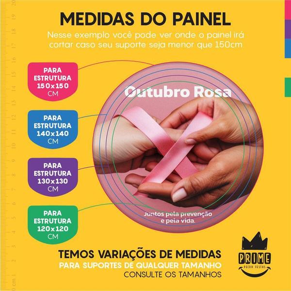 Imagem de Kit Casado Outubro Rosa Painel Redondo Trio Capas Cilindro