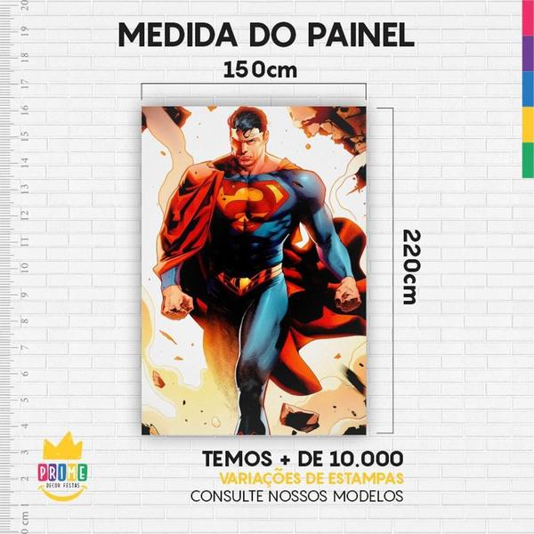 Imagem de Kit Casado Super Homem Painel Redondo Trio Capas Cilindro