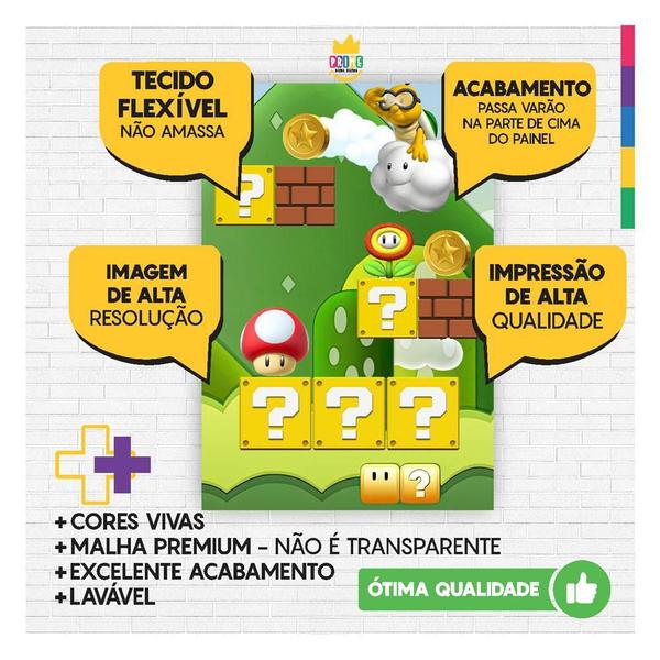 Imagem de Kit Casado Super Mario Painel Redondo Trio Capas Cilindro 2