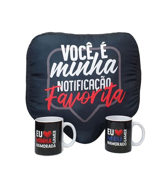 Imagem de Kit Casal Gamer Caneca Dupla e Almofada Presente Namorados