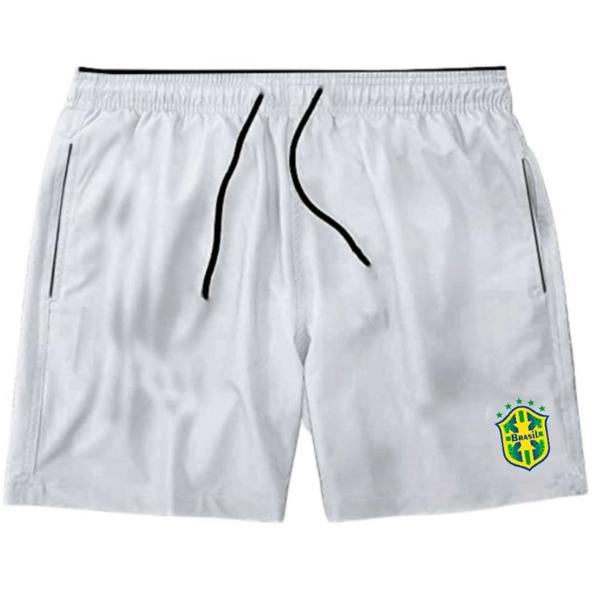 Imagem de Kit Casal Short Seleção Praia Combinando Boné Aba Curva Estampa Brasil