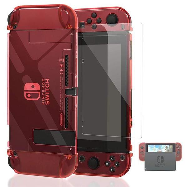 Kit Case Nintendo Switch de Acrílico Vermelho compatível com Dock