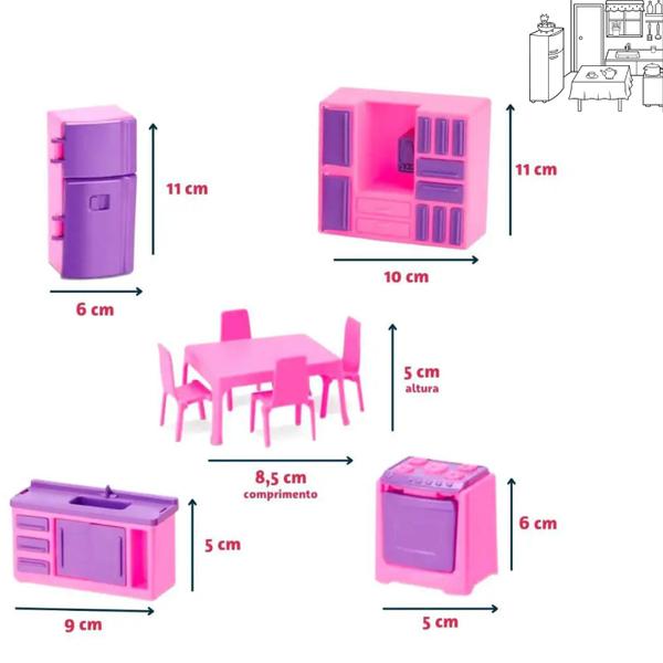 Imagem de Kit Casinha De Boneca Judy Home Cozinha Infantil 9 Peças