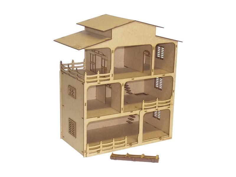 Imagem de Kit Casinha De Bonecas Casa Mansão Woodplan MDF W4000