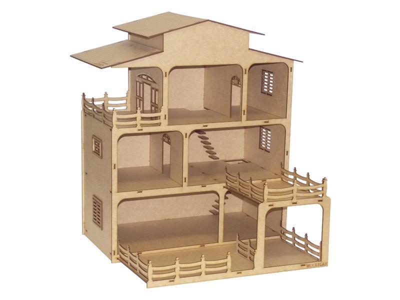 Imagem de Kit Casinha De Bonecas Casa Mansão Woodplan Mdf W4000