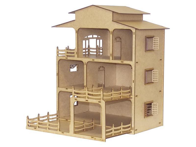 Imagem de Kit Casinha De Bonecas Casa Mansão Woodplan Mdf W4000