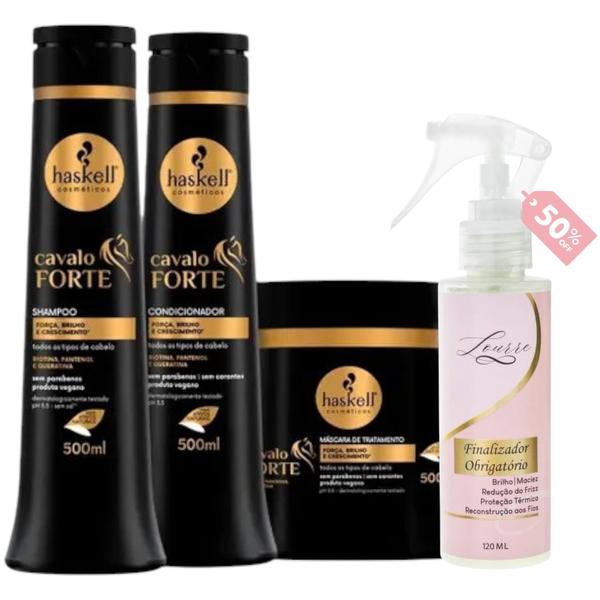 Imagem de Kit Cavalo Forte Shampoo + Cond + Máscara 500ml + Finalizador Obrigatório Lourre 120ml