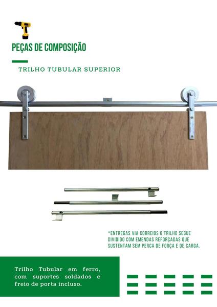 Imagem de kit Celeiro - ferragens de 1.50m com roldana aparente para portas de 70, 72, 75cm