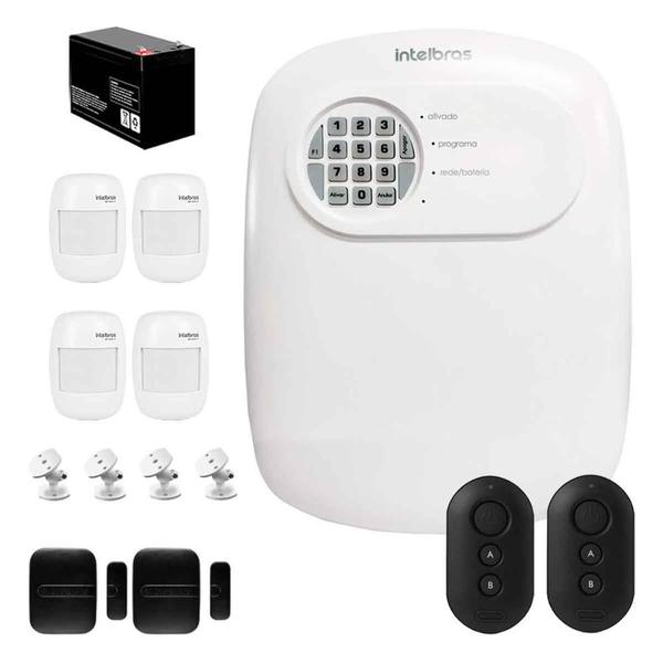 Imagem de Kit Central de Alarme ANM 24 NET Intelbras, 4 sensores de presença IVP 2000 Sem Fio, 2 Sensores de portas e janelas XAS Smart Black, 2 Controles