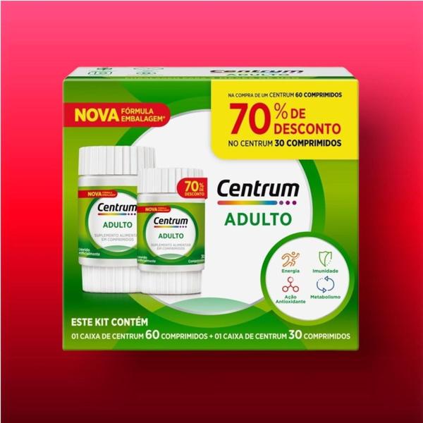 Imagem de Kit Centrum Adulto Multivitamínico de A a Zinco 60 +30 Comprimidos