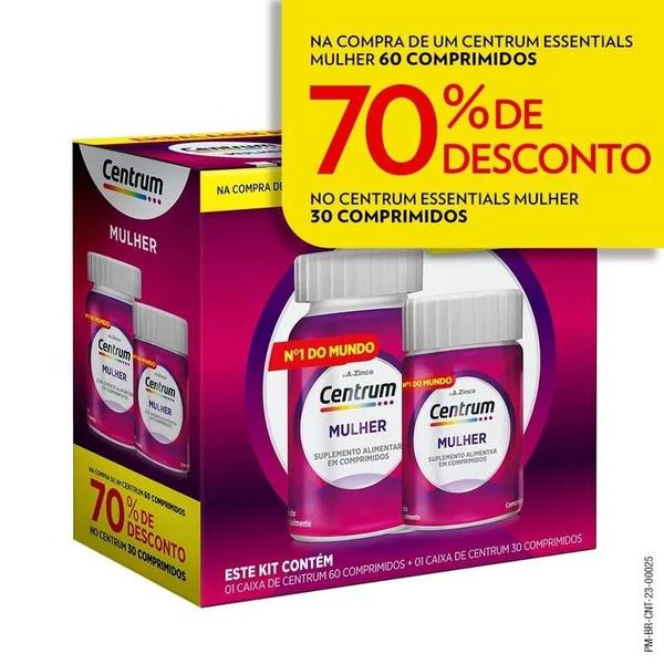 Imagem de Kit Centrum Mulher Multivitamínico 60 + 30 Comprimidos